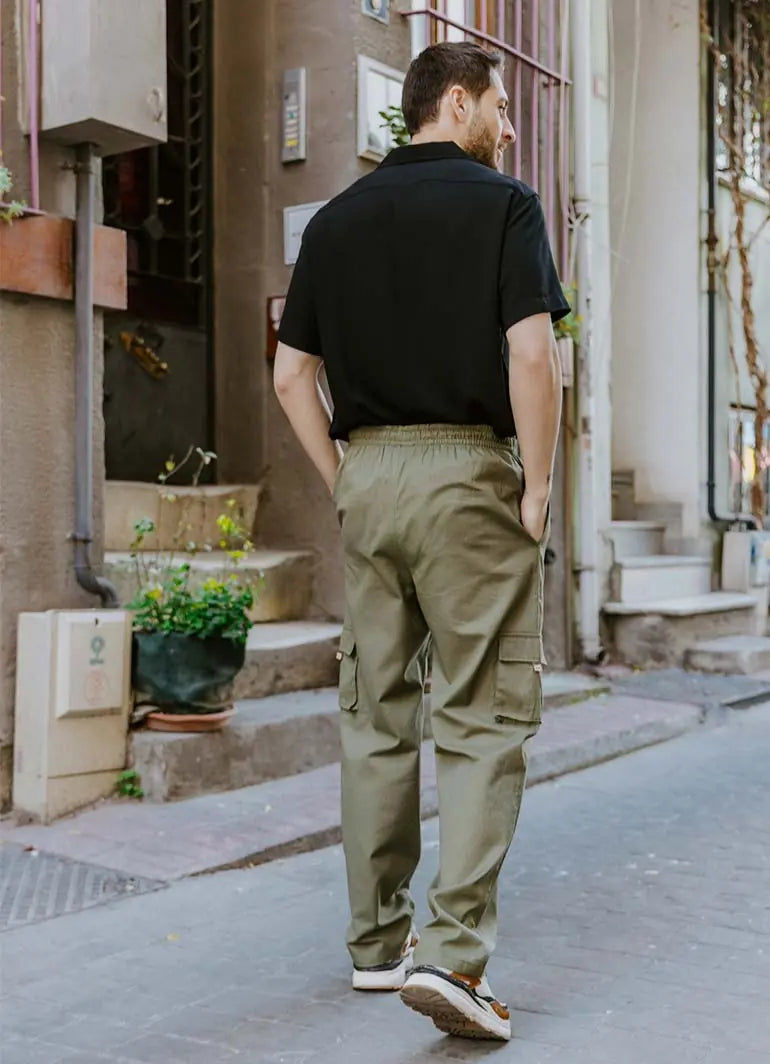 Beli  Lastikli Cepli Rahat Kesim Toprak Erkek Pantolon 2923