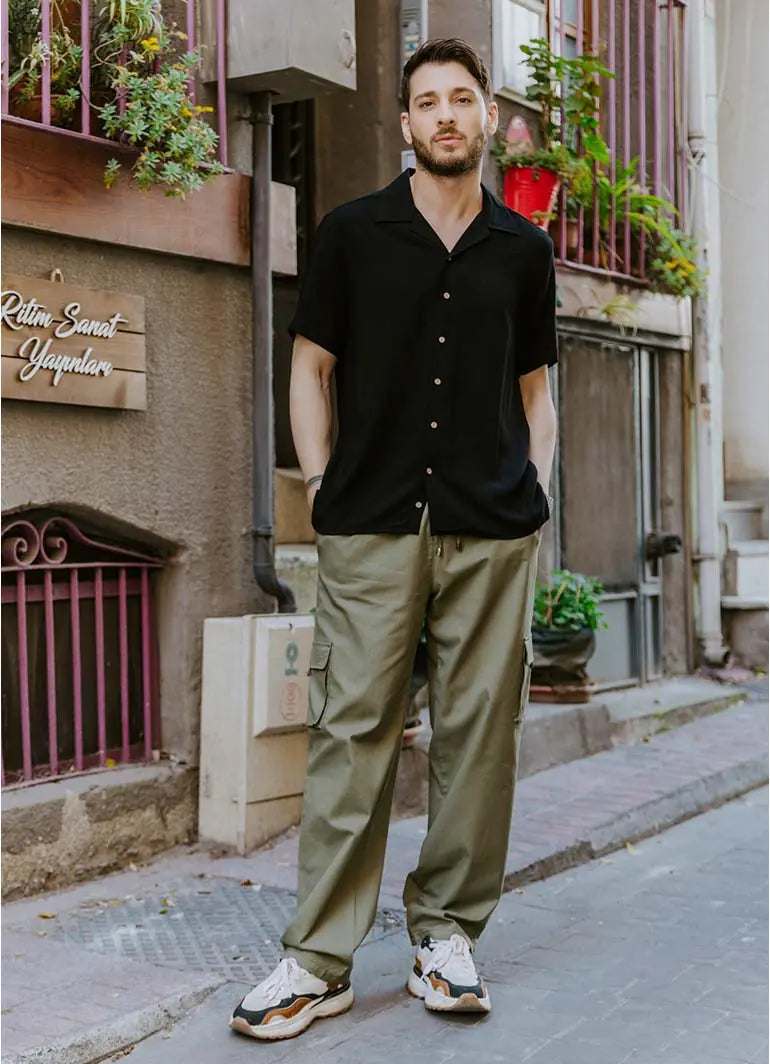 Siyah Rahat Kesim  Erkek Gömlek 6532