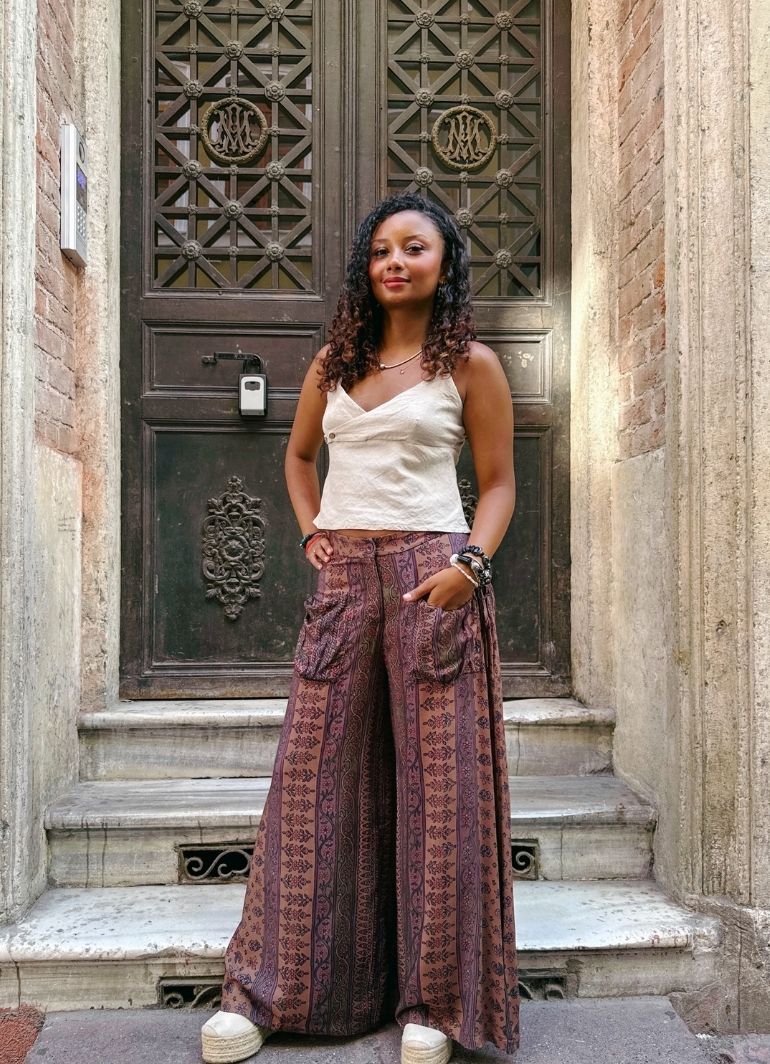Loose Fit Pocket Detail Elba Floral Harem Pants
