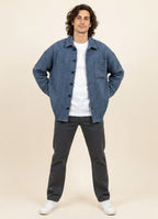 Cepli Lacivert Çizgili Erkek Gömlek Ceket