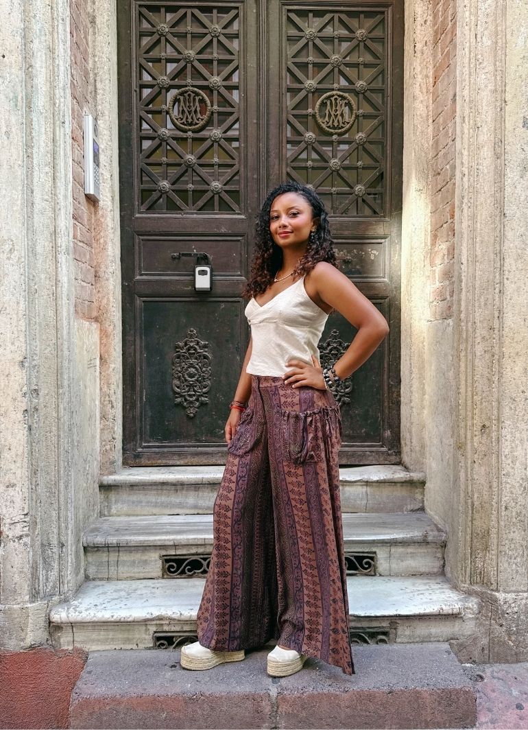 Loose Fit Pocket Detail Elba Floral Harem Pants