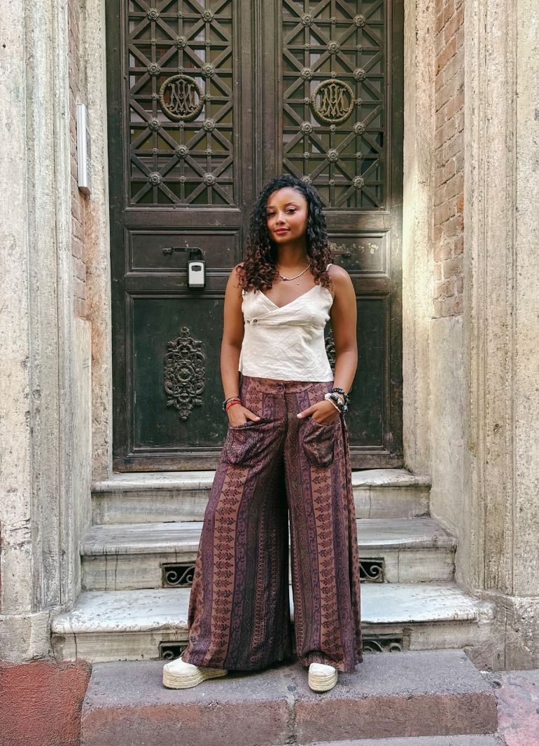 Loose Fit Pocket Detail Elba Floral Harem Pants