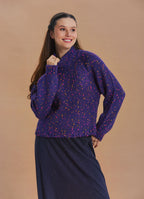Dik Yaka Mor Kadın Triko