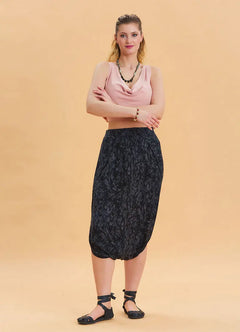Elastic Waist Low Crotch Anthracite Bohemian Harem Pants 6861