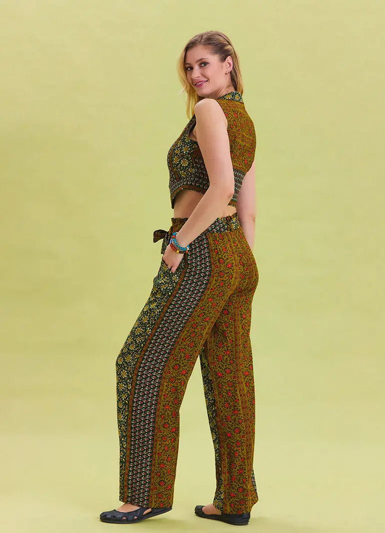 Beli Lastikli Kuşak Detaylı Yeşil Otantik Pantolon 6892