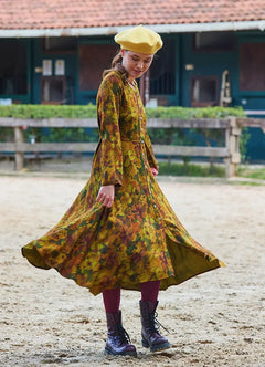 Boat Neck Asymmetric Cut Button Detail Olive Winter Dress 7048