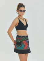 Bağcıklı Sırtı Açık Ayarlanabilir Siyah Crop Bluz 6967