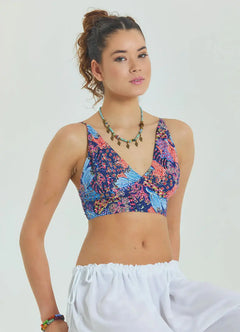 Lace-Up Open Back Adjustable Blue Ethnic Blouse 6969