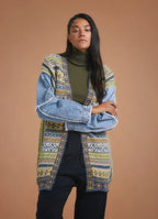 Denim Kol Detaylı Etnik Desen Bohem Hırka 5375