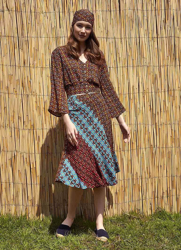 Authentic Patterned Midi Skirt 4931