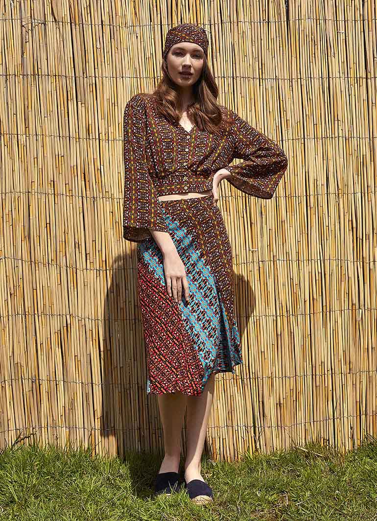 Authentic Patterned Midi Skirt 4931