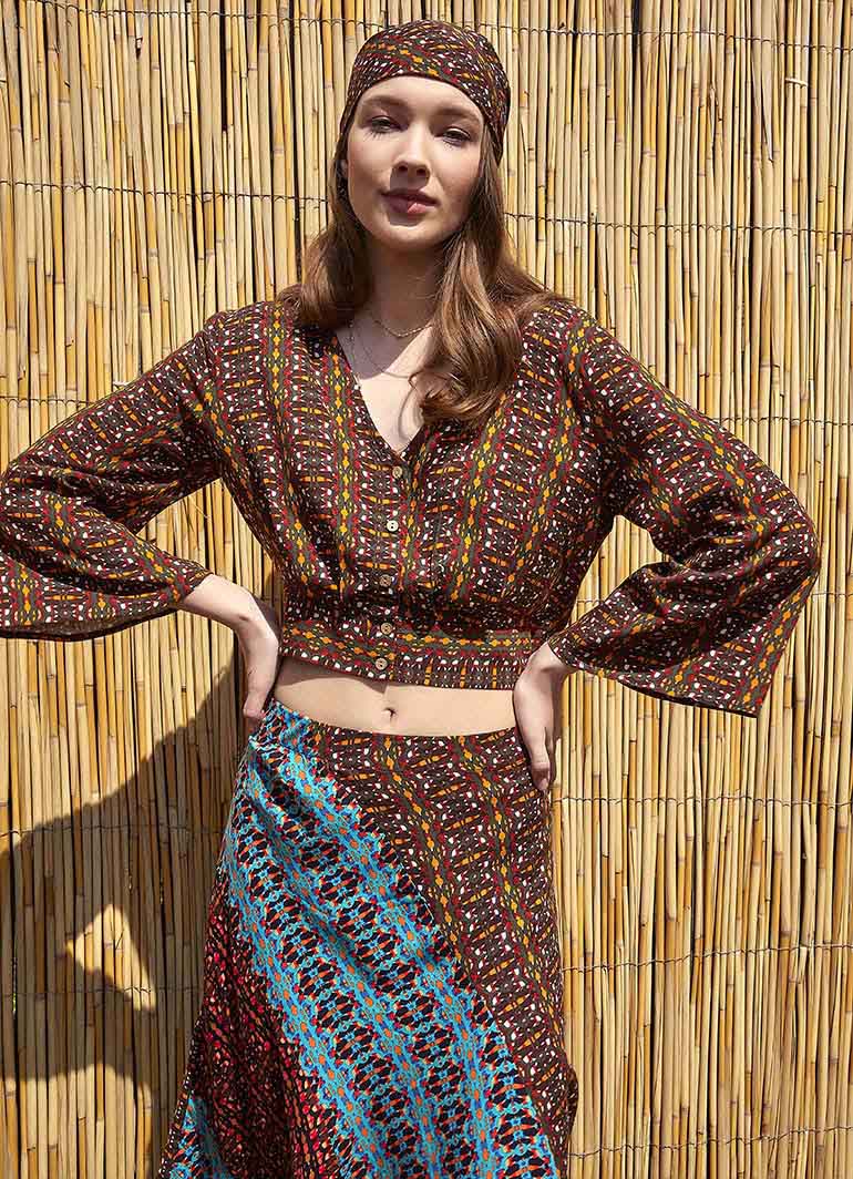 Authentic Patterned Midi Skirt 4931