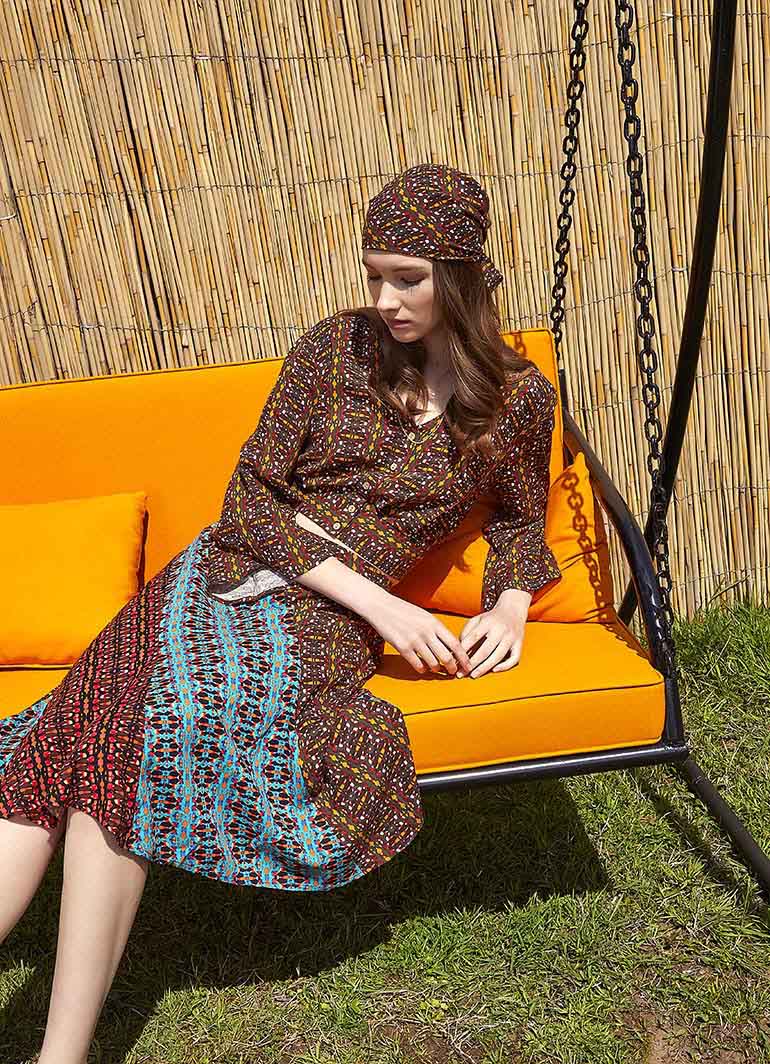 Authentic Patterned Midi Skirt 4931