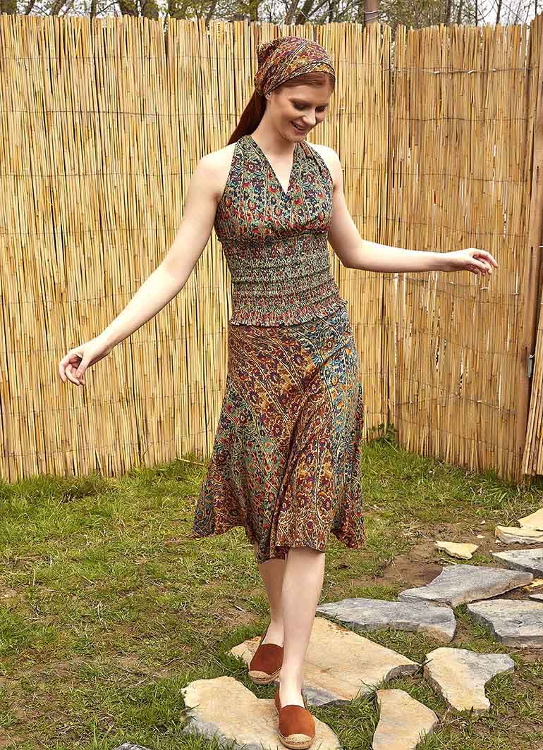 Patterned Midi Length Authentic Skirt 4932
