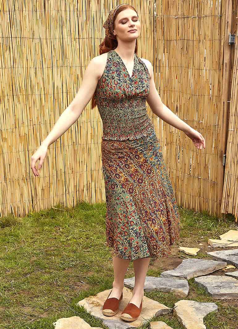 Patterned Midi Length Authentic Skirt 4932