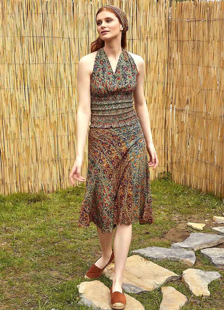 Patterned Midi Length Authentic Skirt 4932