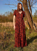 Tile Pattern Bohemian Style Maxi Ruffled Dress 4990