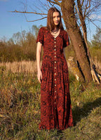 Tile Pattern Bohemian Style Maxi Ruffled Dress 4990