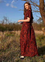 Tile Pattern Bohemian Style Maxi Ruffled Dress 4990