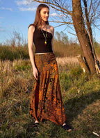 Orange Patterned Smocked Waist Boho Harem Pants 4970