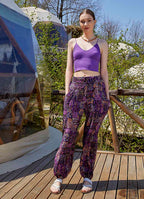 Purple Patterned Bohemian Style Draped Harem Pants 4997