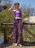 Purple Patterned Bohemian Style Draped Harem Pants 4997