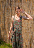 Bohemian Style Thick Strap Floral Crop Blouse 5037