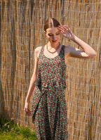 Bohemian Style Thick Strap Floral Crop Blouse 5037