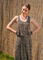 Bohemian Style Thick Strap Floral Crop Blouse 5037