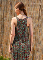 Bohemian Style Thick Strap Floral Crop Blouse 5037