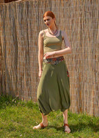 Garnished Appliqué Hippie Style Khaki Harem Pants 5049