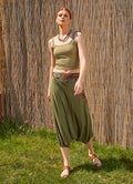 Garnished Appliqué Hippie Style Khaki Harem Pants 5049