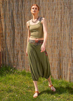 Garnished Appliqué Hippie Style Khaki Harem Pants 5049