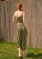 Garnished Appliqué Hippie Style Khaki Harem Pants 5049