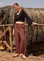 Orange Patterned Bohemian Style Loose Harem Pants 4998