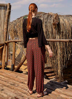 Orange Patterned Bohemian Style Loose Harem Pants 4998