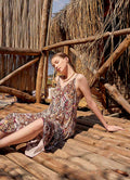 Spaghetti Strap Flowy Patterned Purple Dress 4875