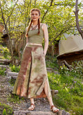 Women's Khaki Batik Culottes with Front Box Pleat Detail 4895