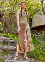 Women's Khaki Batik Culottes with Front Box Pleat Detail 4895