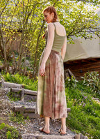 Women's Khaki Batik Culottes with Front Box Pleat Detail 4895