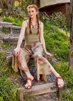 Women's Khaki Batik Culottes with Front Box Pleat Detail 4895