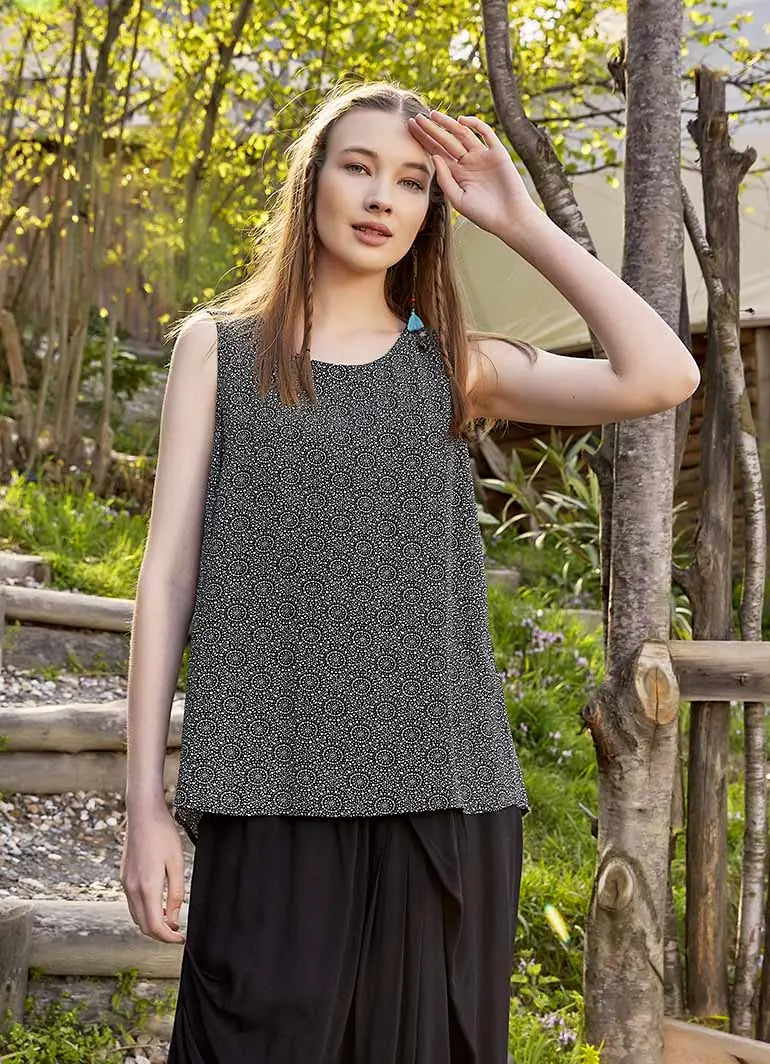 Sırtı Açık Tribal Desenli Yazlık Bluz 4912