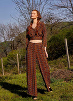 Palazzo High-Waist Wide-Leg Patterned Trousers 4860