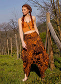Drape Waist Loose-Fit Women's Orange Patterned Harem Pants 4879