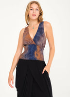 Gipeli Yazlık Lacivert Batik Desenli Bluz 5060