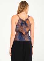 Gipeli Yazlık Lacivert Batik Desenli Bluz 5060