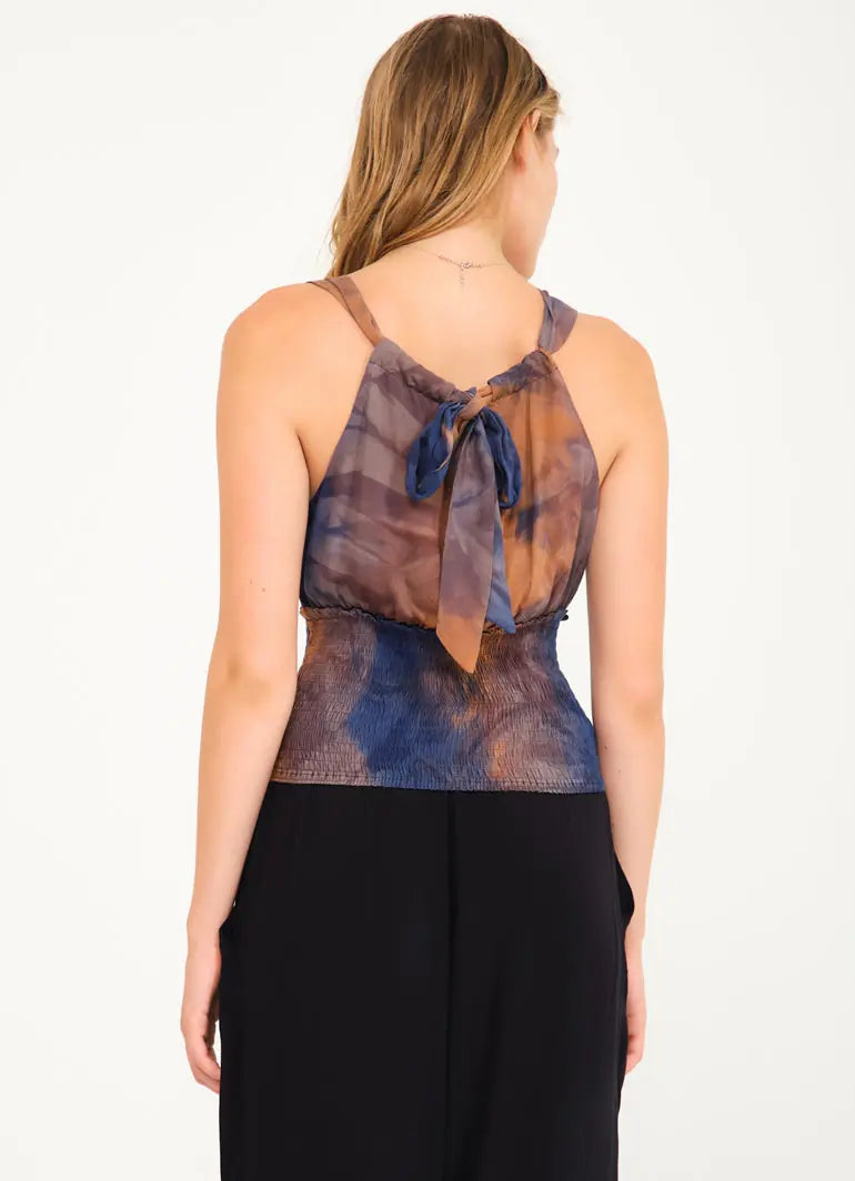 Gipeli Yazlık Lacivert Batik Desenli Bluz 5060