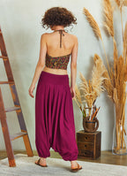 Halter Neck Backless Burgundy Floral Blouse