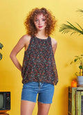 Halter Yaka Açık Sırt Detaylı Etnik Desenli Kolsuz Bohem Bluz 5170