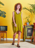 Bohem Stil Kısa Salaş Yeşil Tunik Elbise 6734